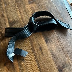 ELOQUII black faux leather tie belt NWT